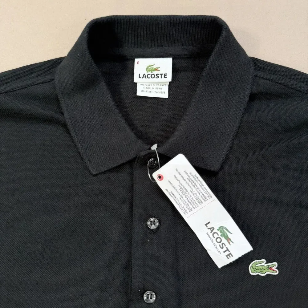 NEW Lacoste Polo Men's LARGE Sz 6 Black 100% Cotton Preppy Athleisure Streetwear - Picture 3 of 9